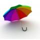 Auto Open Rainbow Coloured Umbrella Hook Plastic Handle Pongee 190T Fabric