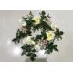 Artificial White Rose French Hydrangea Flower Wreath With Green Leaves 55cm