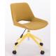 Yellow Velvet Upholstered Office Chair With Swivel Adjustable Height Leg