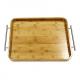 Bamboo breakfast butler serving tray with stainless steel handles
