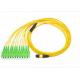 12 Fibers MPO Sc Apc Patch Cord , Breakout Yellow Fiber Optic Cord For Storage