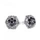 Thailand Silver Pave Marcasite Stud Earrings Women's Vintage Jewelry (E11064BLACK)