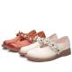 S048 Retro original handmade women's shoes small flowers first layer cowhide casual flat round head shallow mouth white