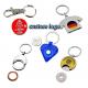 Custom Shopping Cart Chip Metal Blank Logo Key Ring Trolley Embossed Coin Holder Keychain