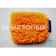 Long Hair Chenille Microfiber Wash Mitt Sunny Orange Quick-Dry , Anticorrosive