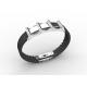 Top Quality Europe Fashion Stainless Steel Genuine Leather Silicone Bangle Bracelet ADB81