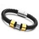 Tagor Stainless Steel Jewelry Super Fashion Silicone Leather Bracelet Bangle TYSR026