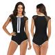 Active Stretch Zip Womens Surfing Suits Breathable Mesh One Piece