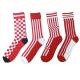 Classical check striped mid-calf length custom crew dress cotton athletic socks for men
