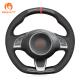 Custom Hand Sewing Black Carbon Suede Steering Wheel Cover for Fiat Abarth 500 500C 595 595C GQ S 500C S Linea