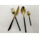 Color - plated Stainless Steel Flatware Sets of 4 Pieces Black Handles Gold Heads