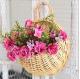 Round Wicker Rattan Flower Pots And Planters Garden Hanging For Home Decoration