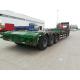 60T 100T 3 Axle Lowbed Semi Trailer , Hydraulic Extendable Lowboy Trailer