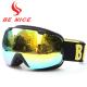High Visibility Gold Mirrored Ski Goggles With Best Peripheral Vision ,