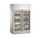 Supermarket Refrigerator 2 Glass Door Beverage Chiller Fresh Food Showcase Upright Display Fridge Bottle Cooler