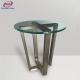 Round Tempered Glass Top Table Stainless Steel Legs For Bedroom Living Room