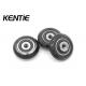 Black PU Round Plastic Nylon Roller Wheels M5x28x8mm For Electronic Product