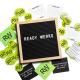 2017 Custom Black Felt Letter Board 10x10 Inches White Plastic Letters & Oak Frame Changeable Letter Boards