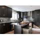 Black Color Solid Wood Kitchen Cabinets With Blum Full Extension Soft Closing For Villa