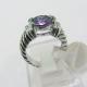 (R-71) Fashion Jewelry Silver Plated Amethyst Cubic Zircon Petite Ring