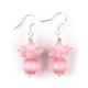 Handmade Crystal Stone Earrings Pink Cat's Eye Flower Gemstone Beaded Earrings