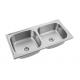 T304 Stainless Steel Double Bowl Sink Above Counter 0.7mm Premium Grade