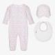 aby Boys and Girls Clothing Set /Fashion Strip Design Soft Infant Romper+Hat+Bibs (3pcs/set)