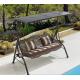 Metal Frame Rattan Seat Outdoor Double Hanging Chair With Awning