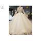 Ivory Long Sleeve High Neck Bridal Gowns Backless Sweep Train Special Beaded Net