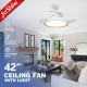 DC Motor 230V 42 Inch Ceiling Fan Light 5 Speeds Remote Control