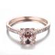 Wholesale Factory 925 Sterling Silver Jewelry Rose Gold Morganite Ring Round Cut Pink Morganite Engagement Ring