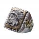 Men Antique Indian Chief 2 Tone Golden Sterling Silver Ring (058843)
