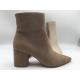 women's pointed toe dress ankle boots，soft cow suede nappa leather with YKK zipper，Solid wood heels with rubber outsole