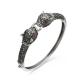 925 Sterling Silver Pave Marcasite Leopard Bangle Bracelet Vintage Jewelry for Women (B6041201)