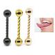 Gold Black Tongue Ring Piercing 14G 16mm Rose Gold Screw Barbell