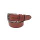 Tan  Color Embossed Leather Belt Prong Buckle Adjustable 4.0mm Thick