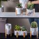 Marble Pots Concrete Planters with Bamboo Stands Tabletop Plant Pots Succulents Pots Mini Pots