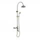 Antique Brass Bathroom Shower Faucet Set with Metered Faucets and Rainfall Shower Head