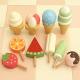 Realistic Simulation Wooden Magnetic Ice Cream Toy With Display Stand