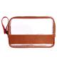 Zip Top PVC Cosmetic Toiletry Bag With PU Trim Custom Service Support