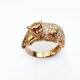 Rose Gold Plated 925 Silver Pave Cubic Zirconia Cat Ring (R216)