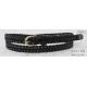 Fashionable Black PU Womens Braided Belt With Gold Satine Buckle & PU Tip In 15MM