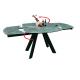 Textured Green Glossy Ceramic Top Dining Table Tempered Glass Breezing Rotating