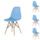 Blue 4pc Plastic Dining Chair Sets 32.28in Height Wood Leg