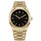 PVD Plated Gold Mens Quartz Stainless Steel Watch 5atm Water Resistant