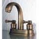 Classic Antique Copper Two / Double Handle Basin Tap Faucets Polished For Three Holes Deck