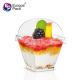 Eco friendly square shape cute clear 2oz dessert cup with dome lid