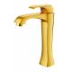 35mm Cartridge Light Gold Wash Basin Taps Long Neck Bathroom Sink Faucet