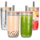 500ml Bubble Tea Cups Reusable Wide Mason Mouth Smoothie Cups Mason Jar Drinking Glasses Cups