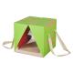 Green Paper Cake Packaging Box With Plastic Window Ribbon Handle
